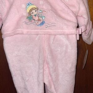 NWT Precious Moments Baby Girl Pink Hooded Bunting 6/9 Months – Winter Fleece